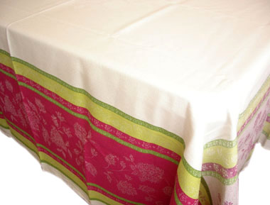 Jacquard tablecloth Teflon (Marat d'Avignon Arles. rose/green) - Click Image to Close